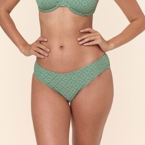 Andie The Classic Bikini Bottom - Eyelet - Eucalyptus Size M